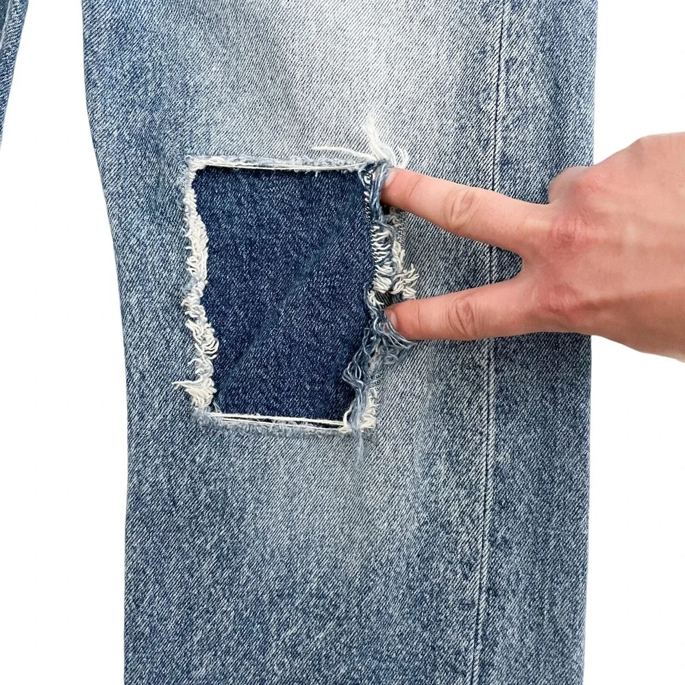 Levi's 505 Jeans Men's 32 x 28 - Blue Distressed Denim Patchwork